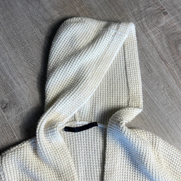 JENNI KAYNE Wool Cashmere Blend Hooded Open Front Duster Cardigan Womens Size XS - Picture 4 of 10